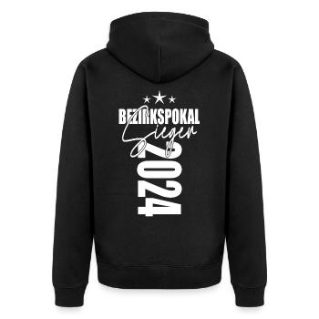 Bezirkspokal Sieger 2024 - Unisex Premium Bio Zip Hoodie - Schwarz - Hinten - Nico (187cm)