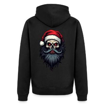 Claus X Mas - Unisex Premium Bio Zip Hoodie - Schwarz - Hinten - Nico (187cm)