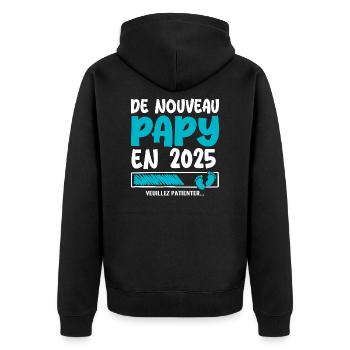 2025 wieder Opa - Unisex Premium Bio Zip Hoodie - Schwarz - Hinten - Nico (187cm)