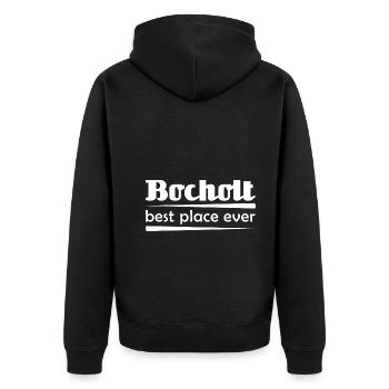 Bocholt - Stadt best place ever - Unisex Premium Bio Zip Hoodie - Schwarz - Hinten - Nico (187cm)
