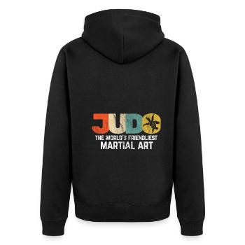 Japanischer Kampfsport Judo - Unisex Premium Bio Zip Hoodie - Schwarz - Hinten - Nico (187cm)