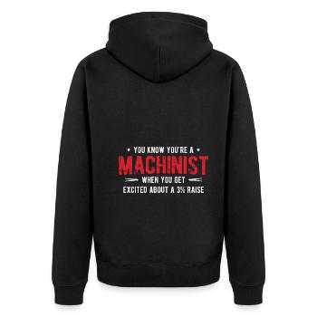 Maschinen-Bediener Maschinenführer Machinist - Unisex Premium Bio Zip Hoodie - Schwarz - Hinten - Nico (187cm)