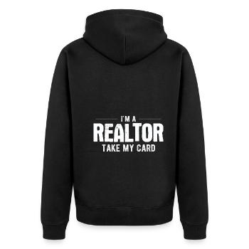 Immobilien-Händler Für Immobilien-Makler - Unisex Premium Bio Zip Hoodie - Schwarz - Hinten - Nico (187cm)