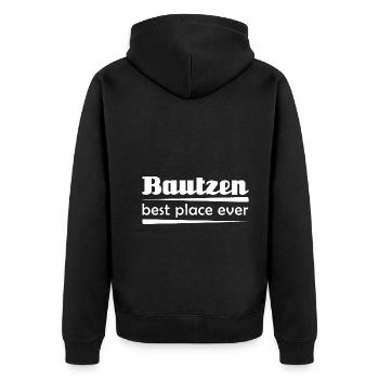 Bautzen - Stadt best place ever - Unisex Premium Bio Zip Hoodie - Schwarz - Hinten - Nico (187cm)