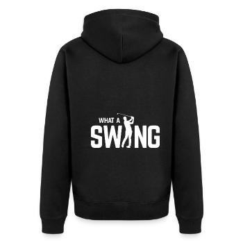 Golfplatz zum Golfen Golf - Unisex Premium Bio Zip Hoodie - Schwarz - Hinten - Nico (187cm)