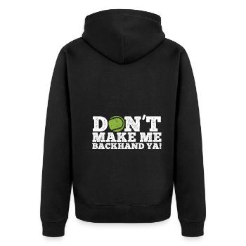 Tennisplatz Spruch Für Tennis - Unisex Premium Bio Zip Hoodie - Schwarz - Hinten - Nico (187cm)