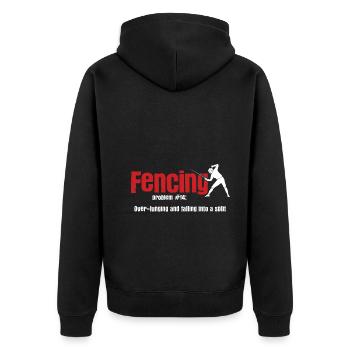 Fechten - Unisex Premium Bio Zip Hoodie - Schwarz - Hinten - Nico (187cm)