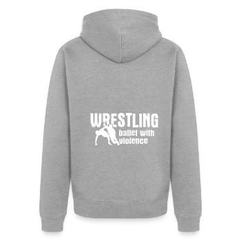 Grappling Martial Arts Wrestling - Unisex Premium Bio Zip Hoodie - Grau meliert - Hinten - Nico (187cm)