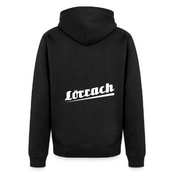 Lörrach - Textdesign mit Stadtnamen - Unisex Premium Bio Zip Hoodie - Schwarz - Hinten - Nico (187cm)