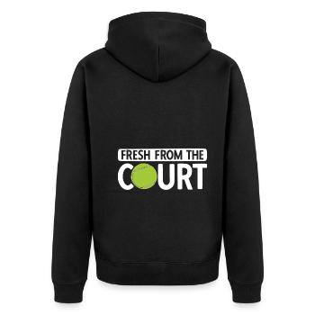 Tennisplatz Spruch Für Tennis - Unisex Premium Bio Zip Hoodie - Schwarz - Hinten - Nico (187cm)