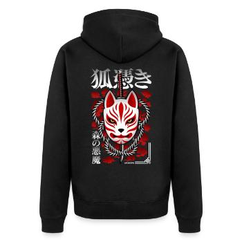 Japan Kitsune - Démon de la forêt - Veste à capuche bio Premium Unisexe - noir - Dos - Nico (187cm)