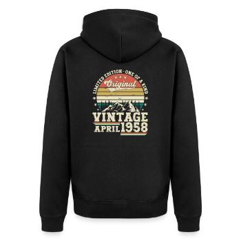 65ème Anniversaire Homme Original Avril Vintage 1958 - Veste à capuche bio Premium Unisexe - noir - Dos - Nico (187cm)