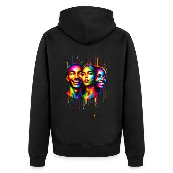 Cyber Vielfalt - Cyber Diversity - Unisex Premium Bio Zip Hoodie - Schwarz - Hinten - Nico (187cm)
