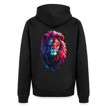 Lion rouge et bleu - Veste à capuche bio Premium Unisexe - noir - Dos - Nico (187cm)