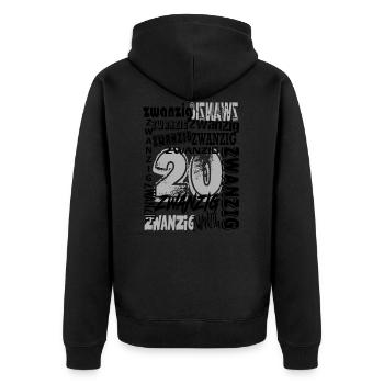 Birthday Geburtstag Grunge Urban Style Modern 20 - Unisex Premium Bio Zip Hoodie - Schwarz - Hinten - Nico (187cm)