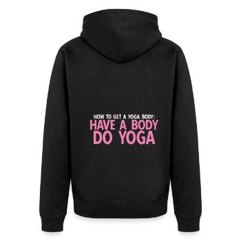 Yogalehrer Spruch Für Yogi Yoga - Unisex Premium Bio Zip Hoodie - Schwarz - Hinten - Nico (187cm)