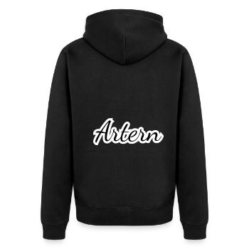 Artern - Textdesign mit Stadtnamen - Unisex Premium Bio Zip Hoodie - Schwarz - Hinten - Nico (187cm)
