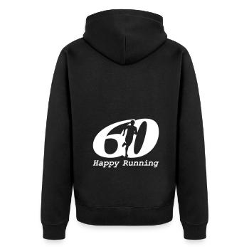 Happy birthday 60, running man - Unisex Premium Bio Zip Hoodie - Schwarz - Hinten - Nico (187cm)