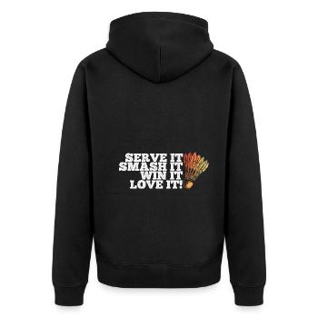 Badminton - Unisex Premium Bio Zip Hoodie - Schwarz - Hinten - Nico (187cm)