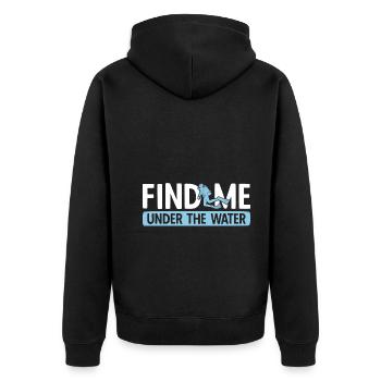Apnoetaucher Freitaucher Taucher - Unisex Premium Bio Zip Hoodie - Schwarz - Hinten - Nico (187cm)