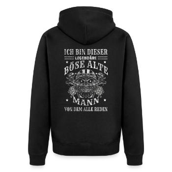 Herren - Legendäre Böse Alte Mann Sarkasmus - Unisex Premium Bio Zip Hoodie - Schwarz - Hinten - Nico (187cm)