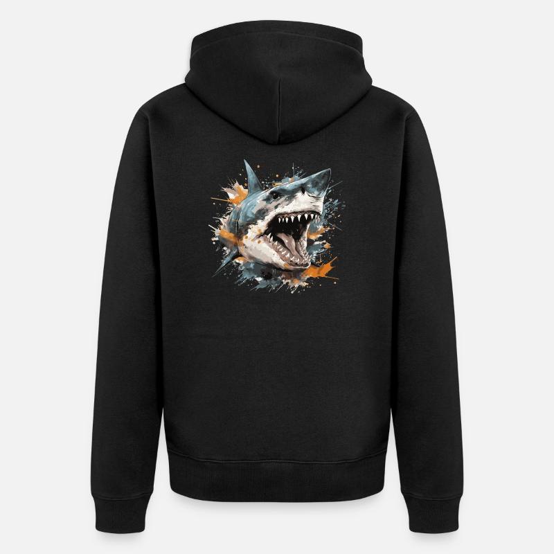 Tête de requin - Veste à capuche bio Premium Unisexe - noir