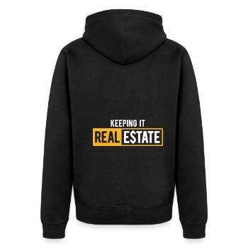 Immobilien-Händler Für Immobilien-Makler - Unisex Premium Bio Zip Hoodie - Schwarz - Hinten - Nico (187cm)