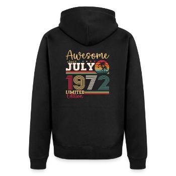 Awesome since July 1972 50th Birthday Men's Fun - Unisex Premium Organic Zip Hoodie - black - Back - Nico (187cm)