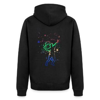 tennis,serve, watercolour, tennis player,colourful - Unisex Premium Organic Zip Hoodie - black - Back - Nico (187cm)