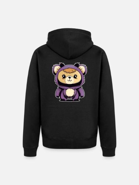 Cute Teddy Bear - Unisex Premium Organic Zip Hoodie - black