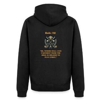 Golf Rules #12 - Unisex Premium Organic Zip Hoodie - black - Back - Nico (187cm)