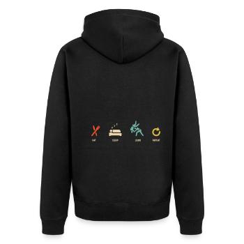 Japanischer Kampfsport Judo - Unisex Premium Bio Zip Hoodie - Schwarz - Hinten - Nico (187cm)