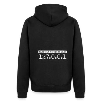 Software Ingenieur Informatiker Programmierer - Unisex Premium Bio Zip Hoodie - Schwarz - Hinten - Nico (187cm)