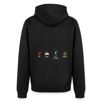 Boxsport Boxing - Unisex Premium Bio Zip Hoodie - Schwarz - Hinten - Nico (187cm)