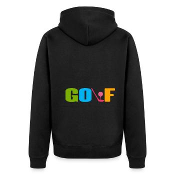 Golf Golfer - Unisex Premium Organic Zip Hoodie - black - Back - Nico (187cm)