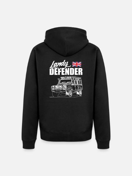 Landy Defender - Unisex Premium Organic Zip Hoodie - black