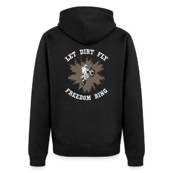 Let Dirt Fly Freedom Ring Motocross - Unisex Premium Bio Zip Hoodie - Schwarz - Hinten - Nico (187cm)