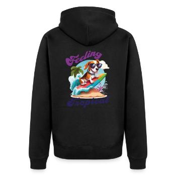 Feeling Tropical - Motif de chien beagle drôle mignon - Veste à capuche bio Premium Unisexe - noir - Dos - Nico (187cm)
