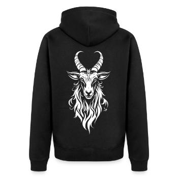 Ziege Goat - Unisex Premium Bio Zip Hoodie - Schwarz - Hinten - Nico (187cm)