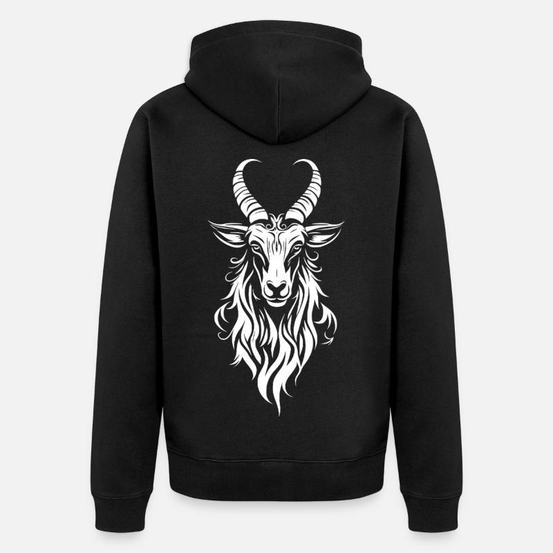 Ziege Goat - Unisex Premium Bio Zip Hoodie - Schwarz