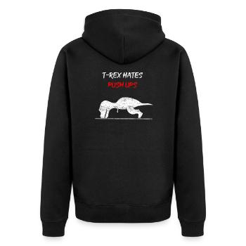 T-Rex has push ups - Unisex Premium Organic Zip Hoodie - black - Back - Nico (187cm)