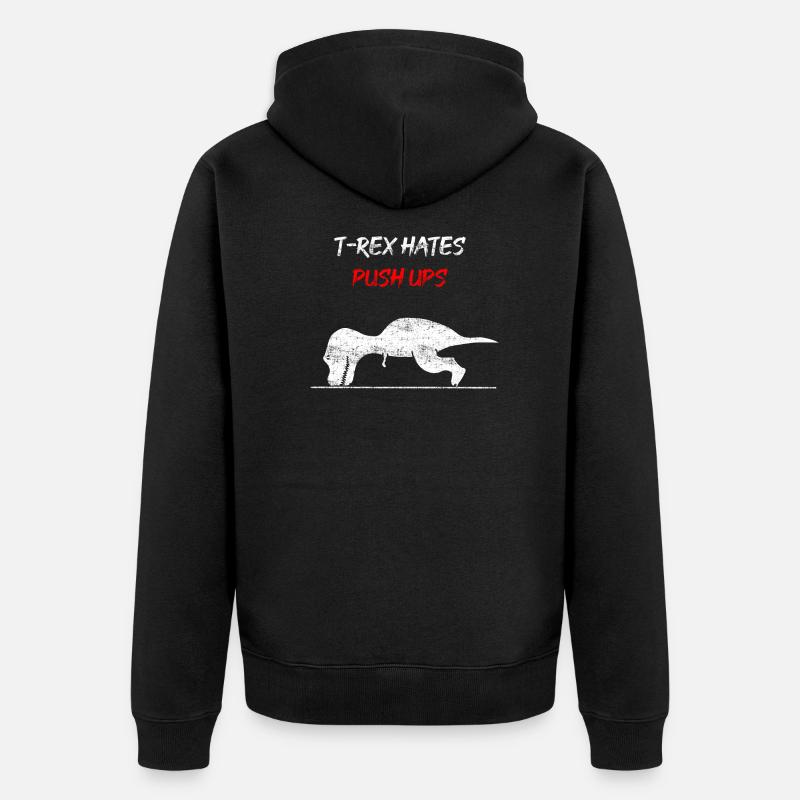 T-Rex has push ups - Unisex Premium Organic Zip Hoodie - black