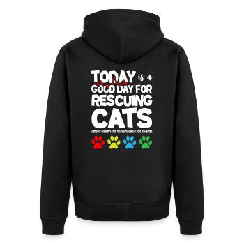 Today is a Good Day to Rescue Cats - Unisex Premium Bio Zip Hoodie - Schwarz - Hinten - Nico (187cm)