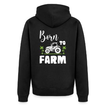 Born To Farm - Unisex Premium Bio Zip Hoodie - Schwarz - Hinten - Nico (187cm)