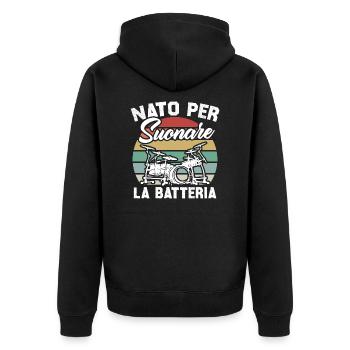 Né pour jouer de la batterie - Veste à capuche bio Premium Unisexe - noir - Dos - Nico (187cm)