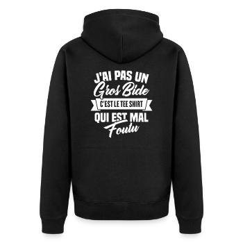 J'ai Pas Un Gros Bide - Veste à capuche bio Premium Unisexe - noir - Dos - Nico (187cm)