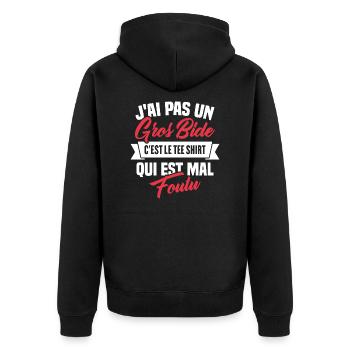 J'ai Pas Un Gros Bide - Veste à capuche bio Premium Unisexe - noir - Dos - Nico (187cm)