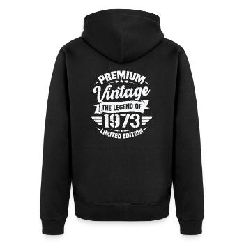 Jahrgang 1973 Limited Edition - Unisex Premium Bio Zip Hoodie - Schwarz - Hinten - Nico (187cm)