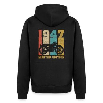 Vintage Moto 1947 Rétro Cadeau D'anniversaire - Veste à capuche bio Premium Unisexe - noir - Dos - Nico (187cm)