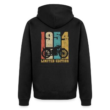 Vintage Moto 1954 Rétro Cadeau D'anniversaire - Veste à capuche bio Premium Unisexe - noir - Dos - Nico (187cm)
